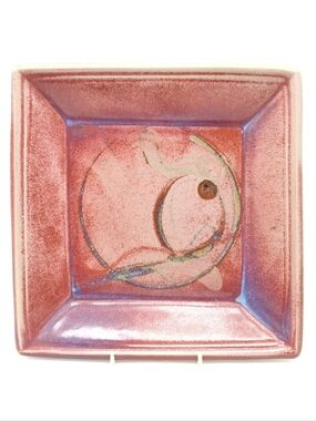 VTG MCM Gagnier Ross Pottery Studio Square Dish Signed